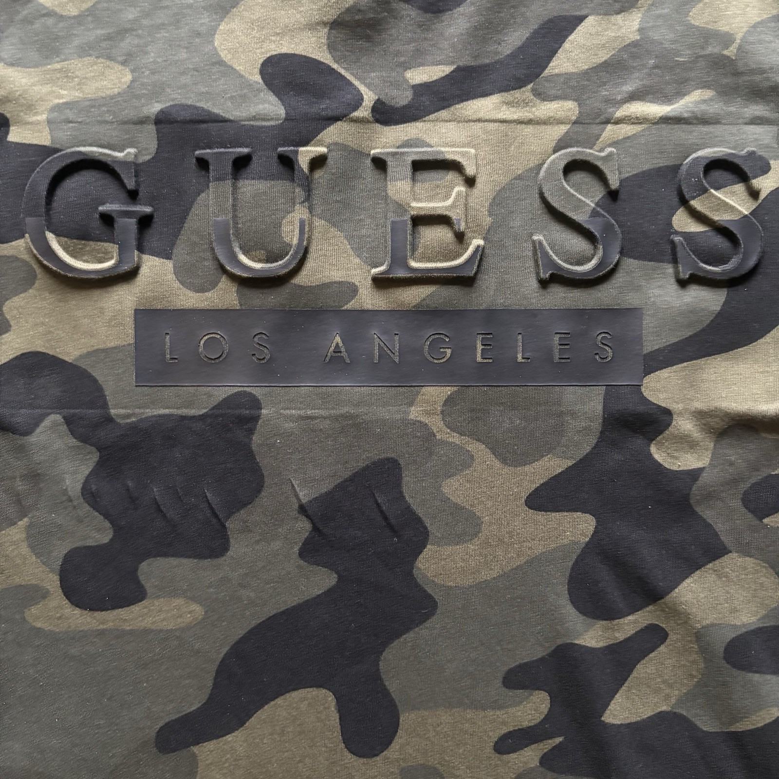 GUESS Mens Camouflage Army Fatigue 3D Print Crew Neck T-Shirt Size Large