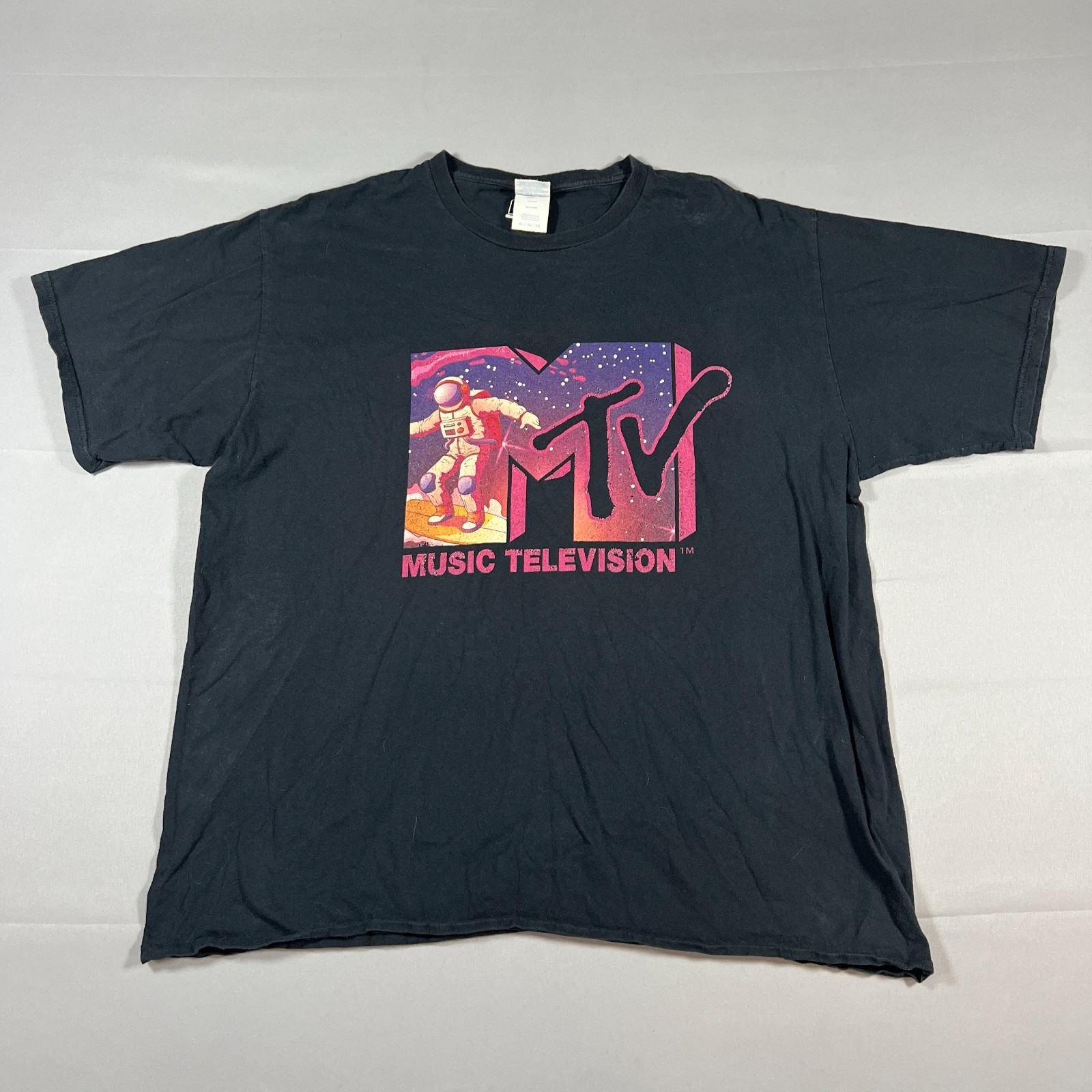 Port & Company Mtv Music Television T Shirt Men XL Black Cotton Logo Print Retro