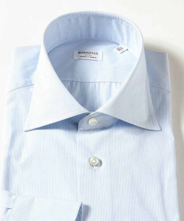 (ASK availability First) BEAMS Borriello Microstripe wide collar shirt New
