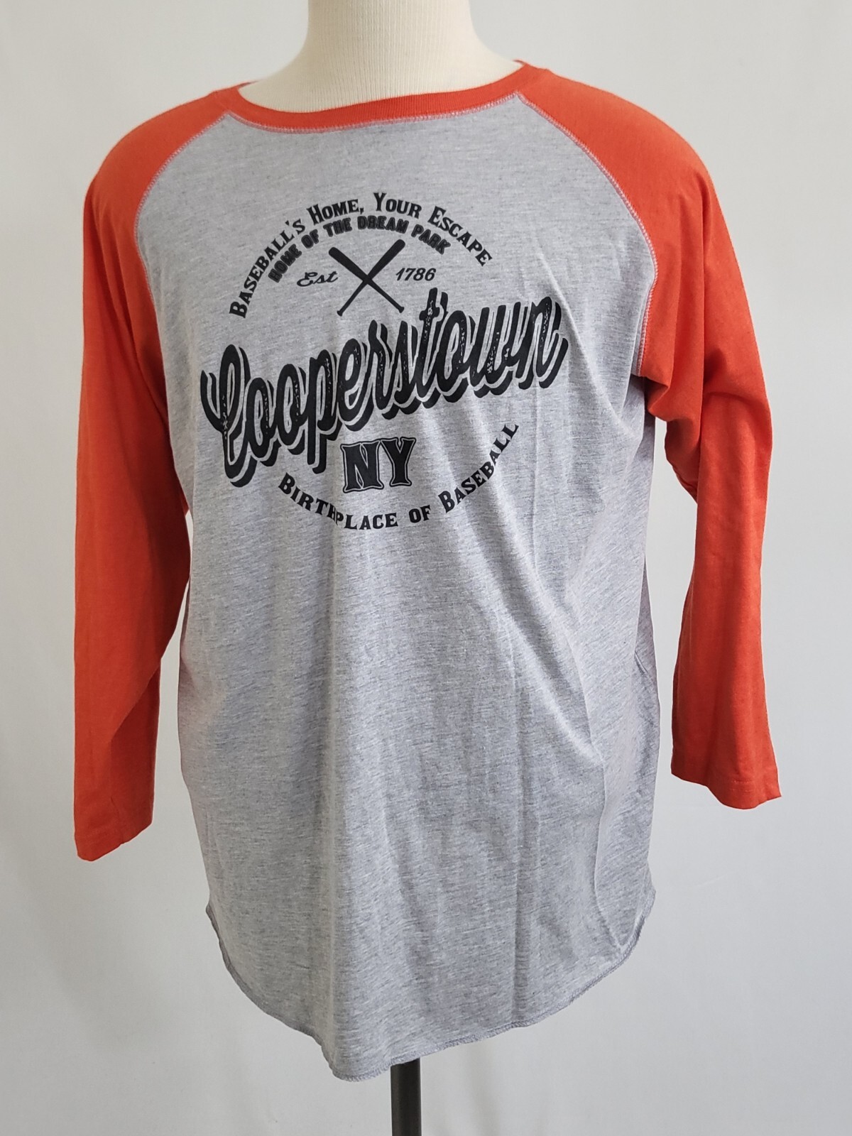 Live And Tell Cooperstown BaseballT-Shirt Adult Size Xl Gray & Orange