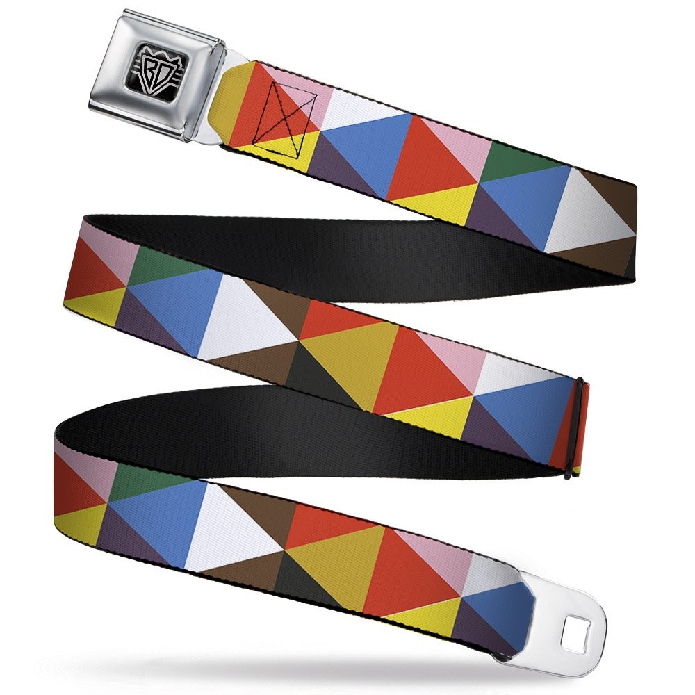 Seatbelt Belt – Geometric Triangle Blocks Multi Color – 1.0″ Wide – 20-36 Inc…