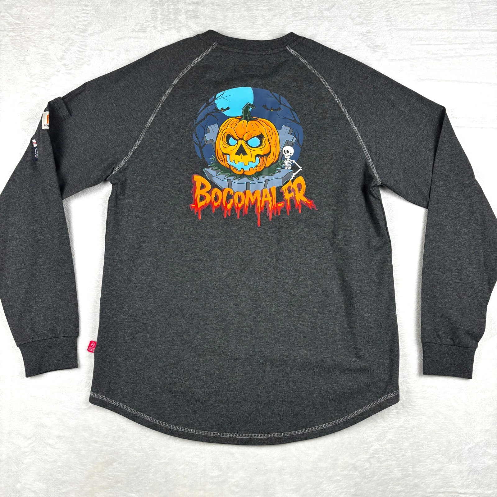 NWOT Bocomal FR Flame Resistant T Shirt Mens L Long Sleeve CAT 2 Halloween Print
