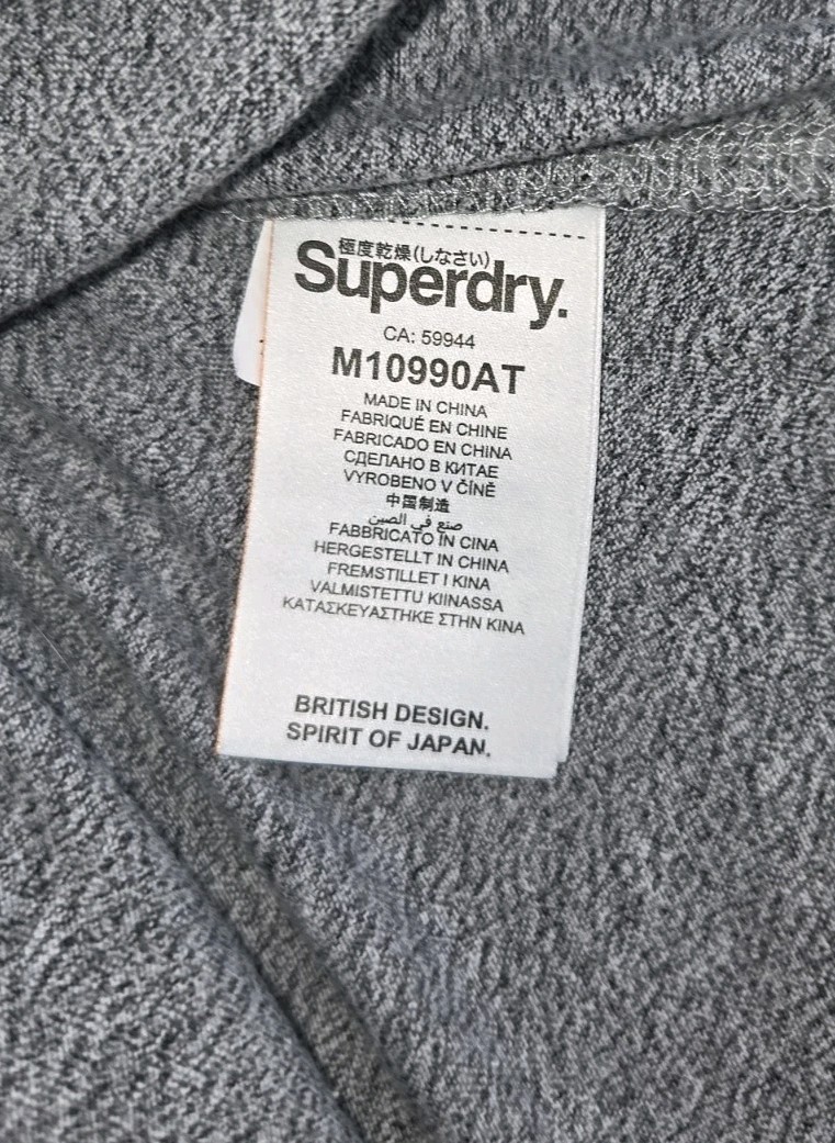 Men’s 3XL Superdry Grey / White Grit T-Shirt. Multicoloured Logo. Great Cond.