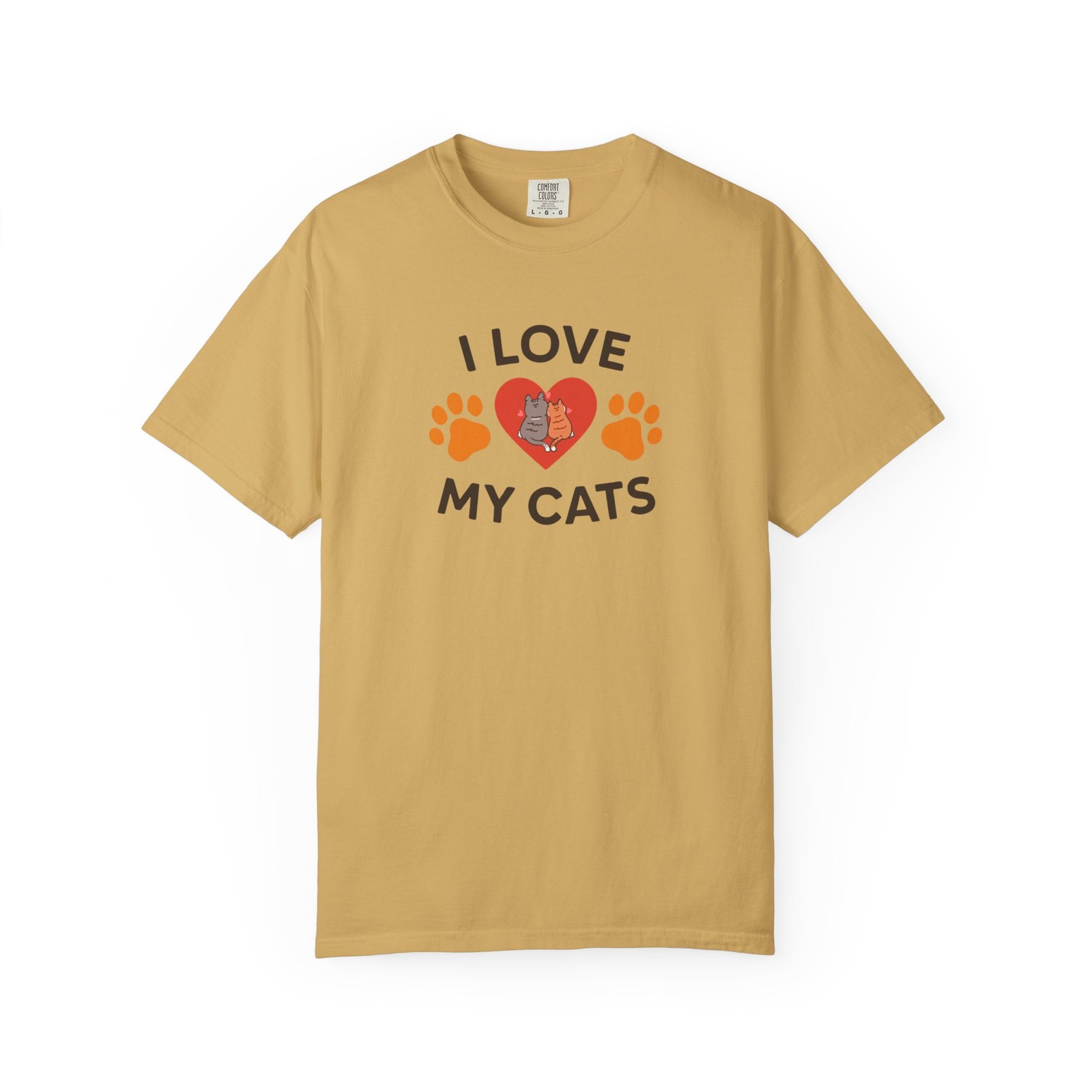 I Love My Cats shirt | Cat Paw Pair Heart Design Comfort Colors