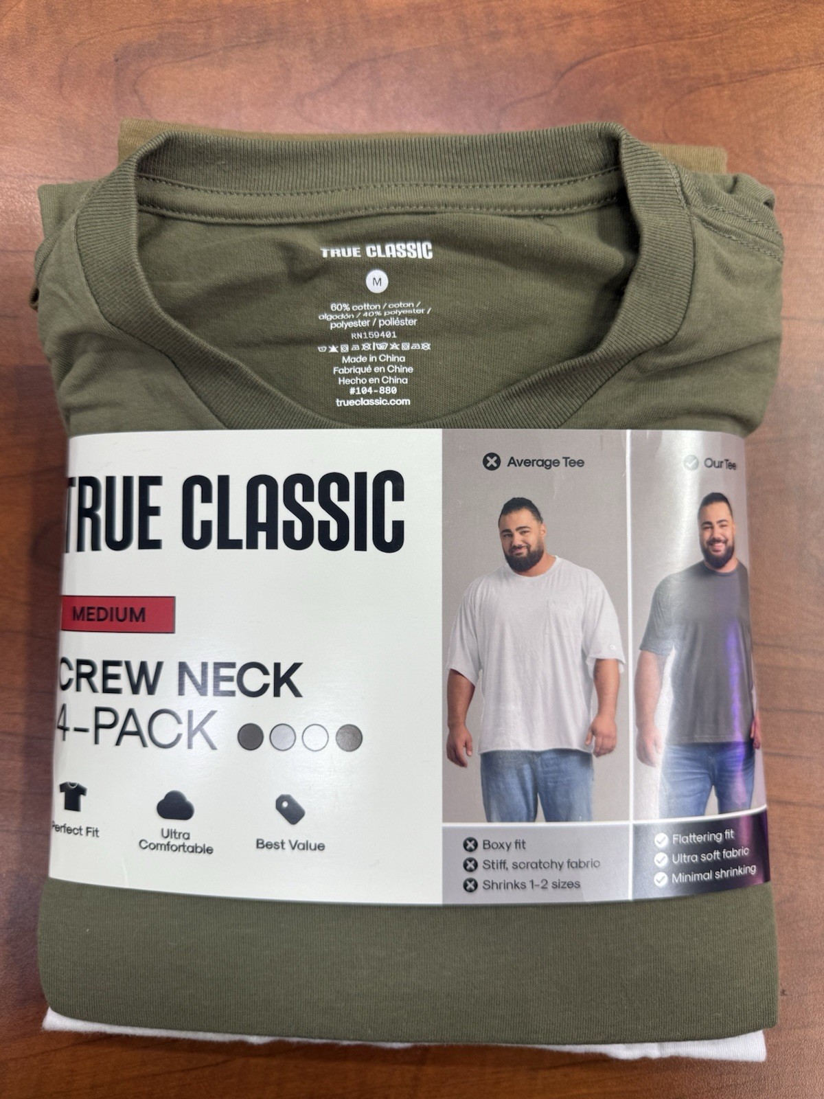 True Classic 4 Pack Crew Neck Medium T Shirts Size M