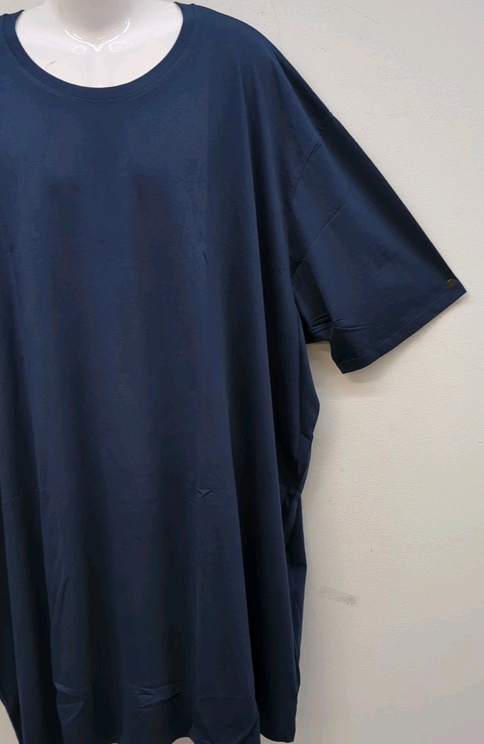 Bigdude Short Sleeve Plain Crew Neck Straight Hem T Shirt Size 7XL Navy