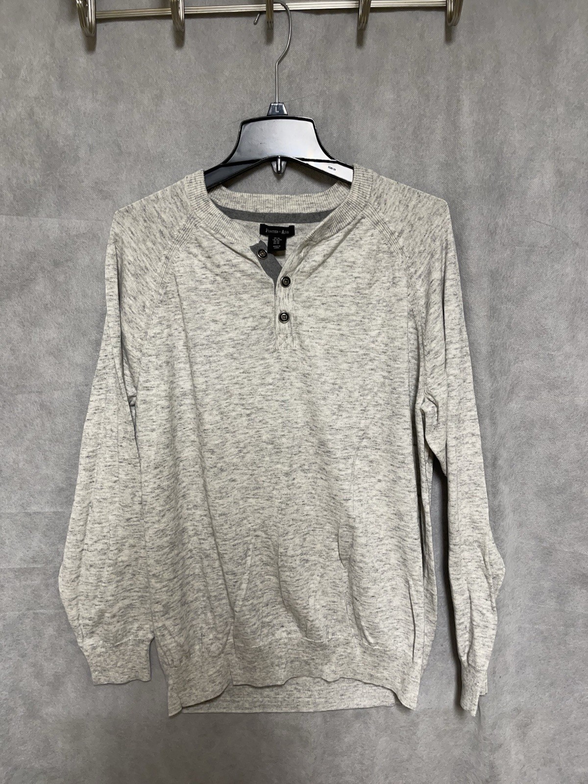 Porter & Ash Shirt Men XL Gray Henley Periwinkle Sweater Golf Tee Casual Soft