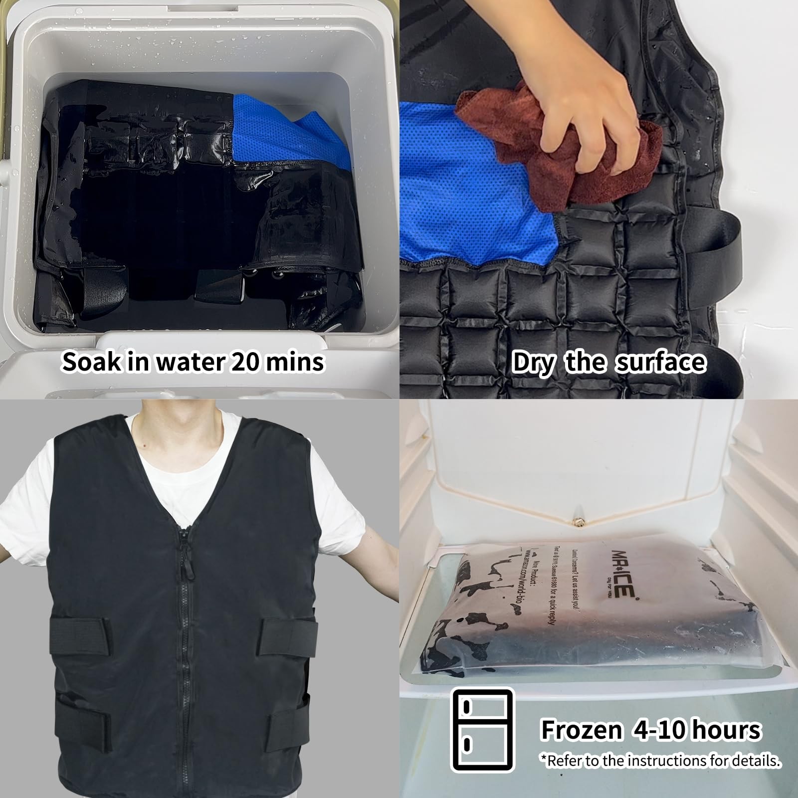 Adjustable Cooling Vest with 84 Ice Cells – 360° Full-Body Cooling，One-Size f…