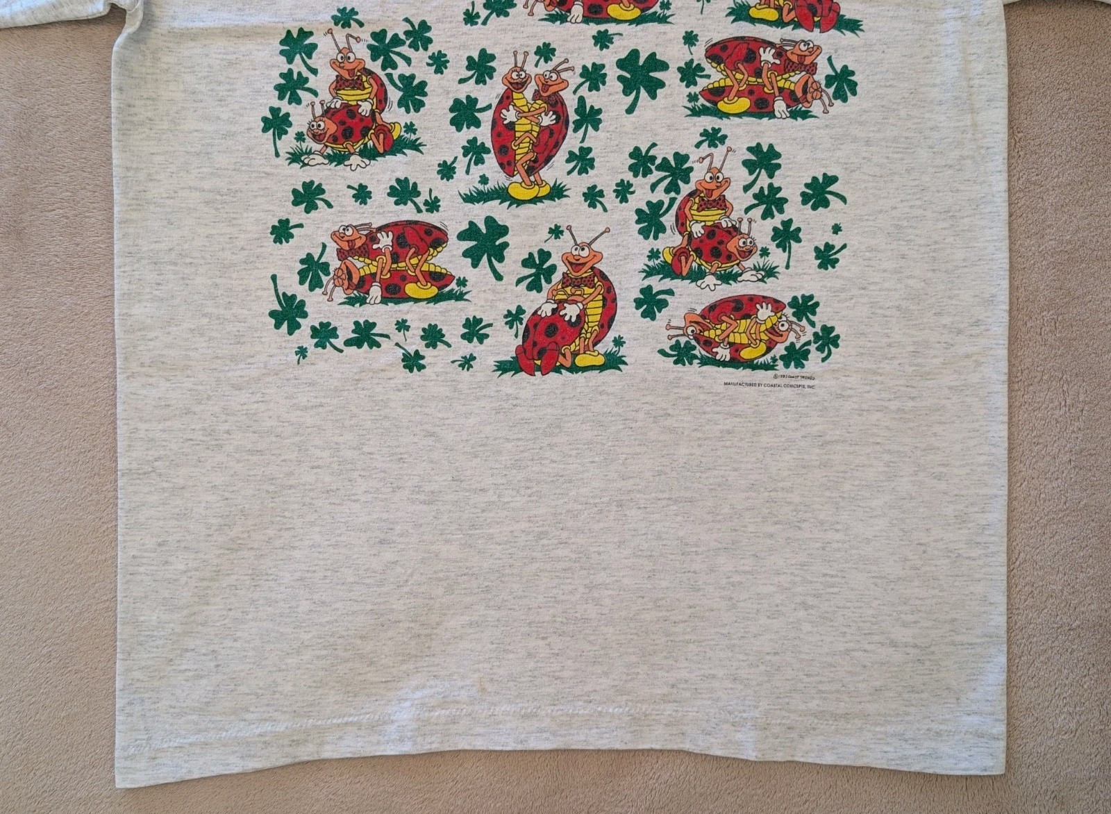 Vintage 1993 Risque Funny Ladybug Positions Four Leaf Clovers Shirt Coast Trends