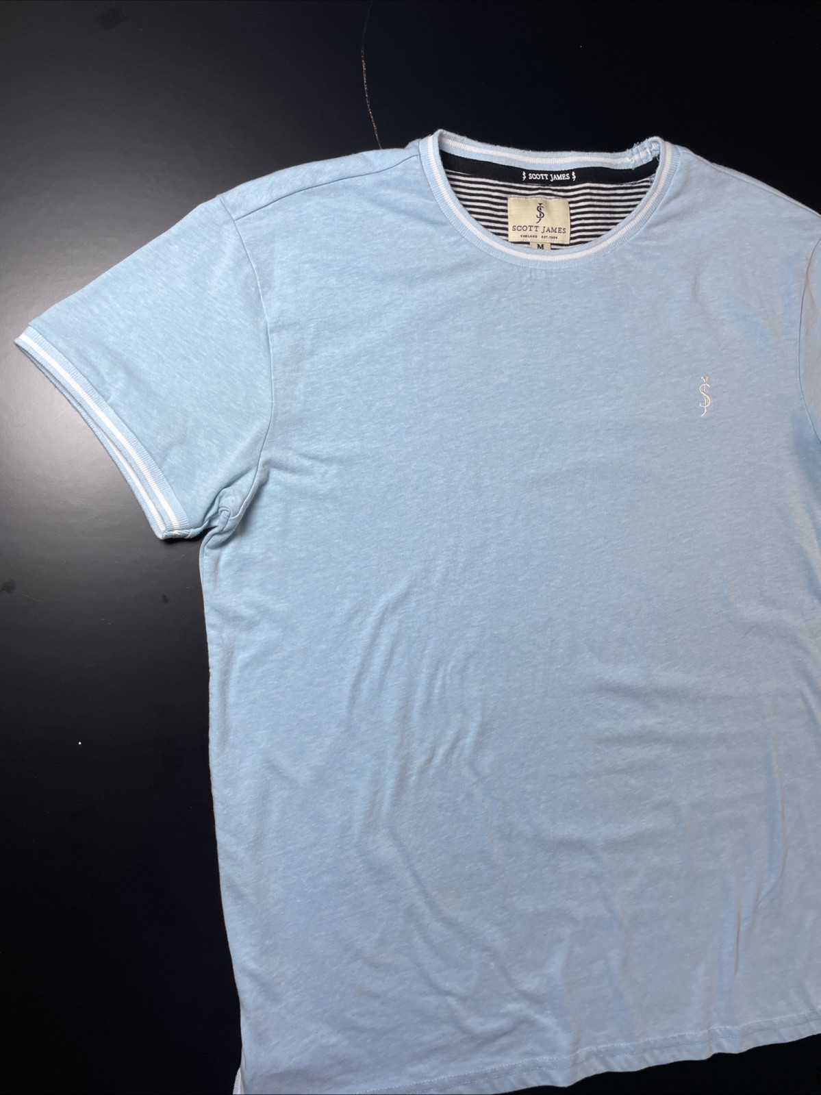 Scott James England Light Blue Short Sleeve T-Shirt Mens Medium