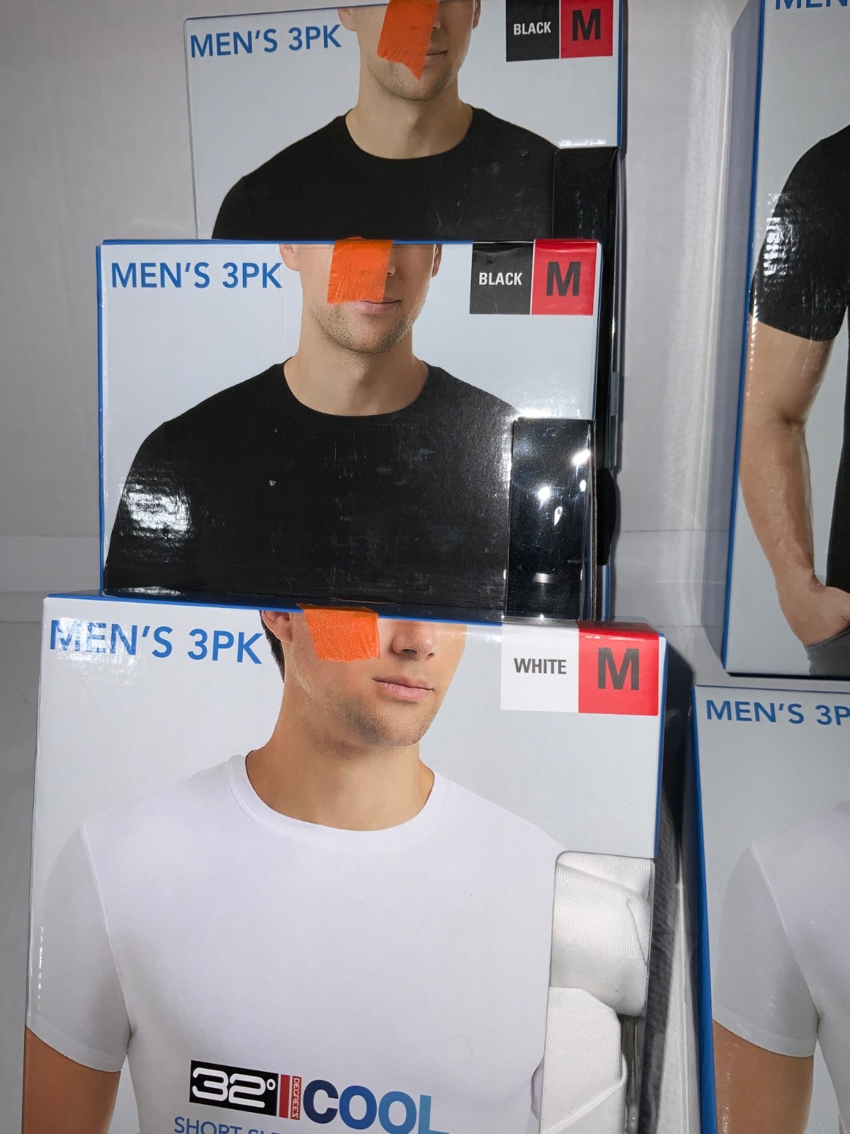 3 pk 32* COOL CREW NECK Short sleeve Black / White under shirt Q-Dry + Repacks