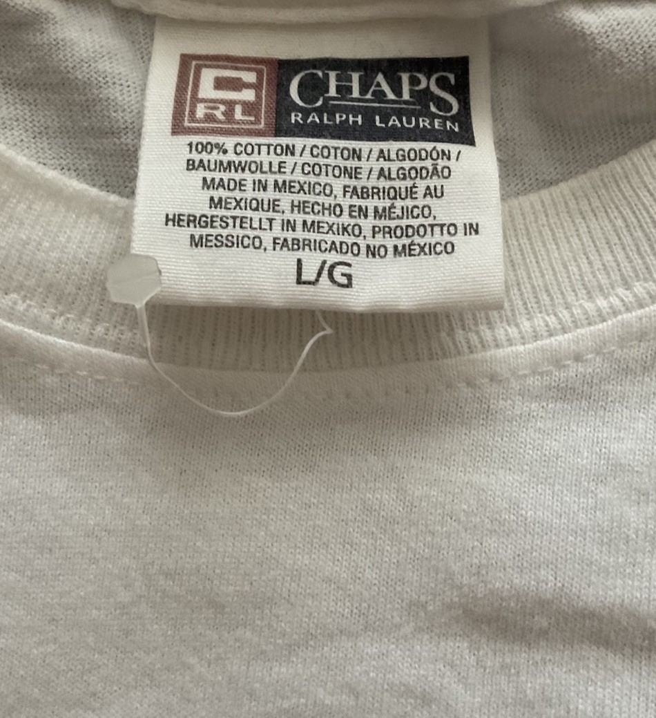 Chaps Ralph Lauren T Shirt Tee ,White Size L/G Cotton(pre owned,but Never Used )