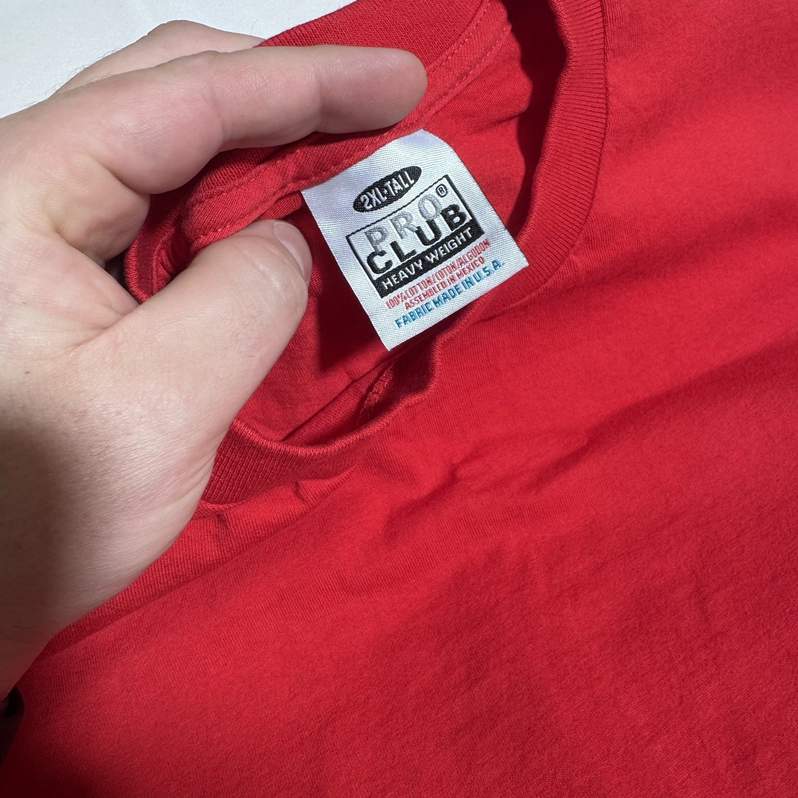 Pro Club T Shirt, RN#100418, Crew Neck, USA, All Cotton, Red, Male, 2XL