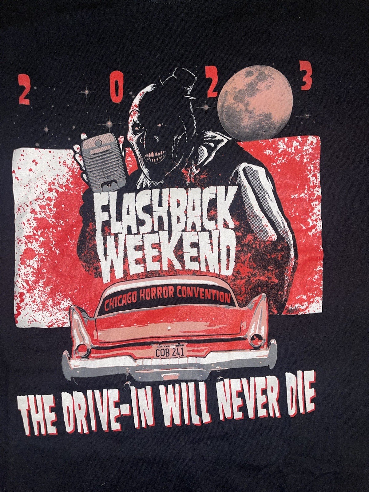 Flashback Weekend 2023 Black Chicago Horror Convention T Shirt Sz XL Terrorizer