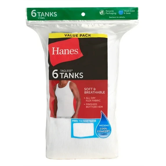 Hanes Men’s Tank Top Undershirt,Moisture-Wicking,Cotton Ribbed Tanks 1 DAY ship