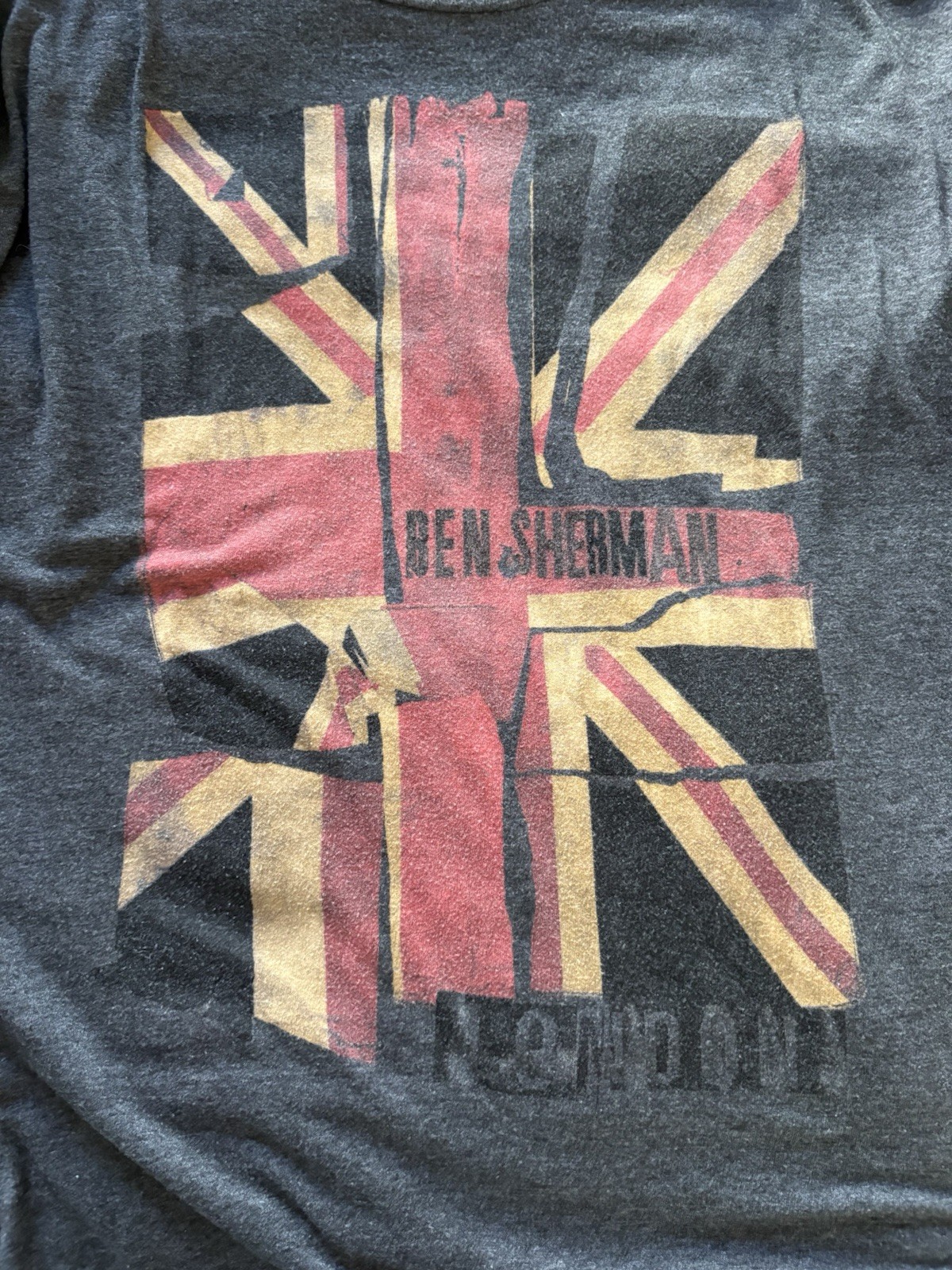 Ben Sherman Short Sleeve T-Shirt Gray British Flag, Size L