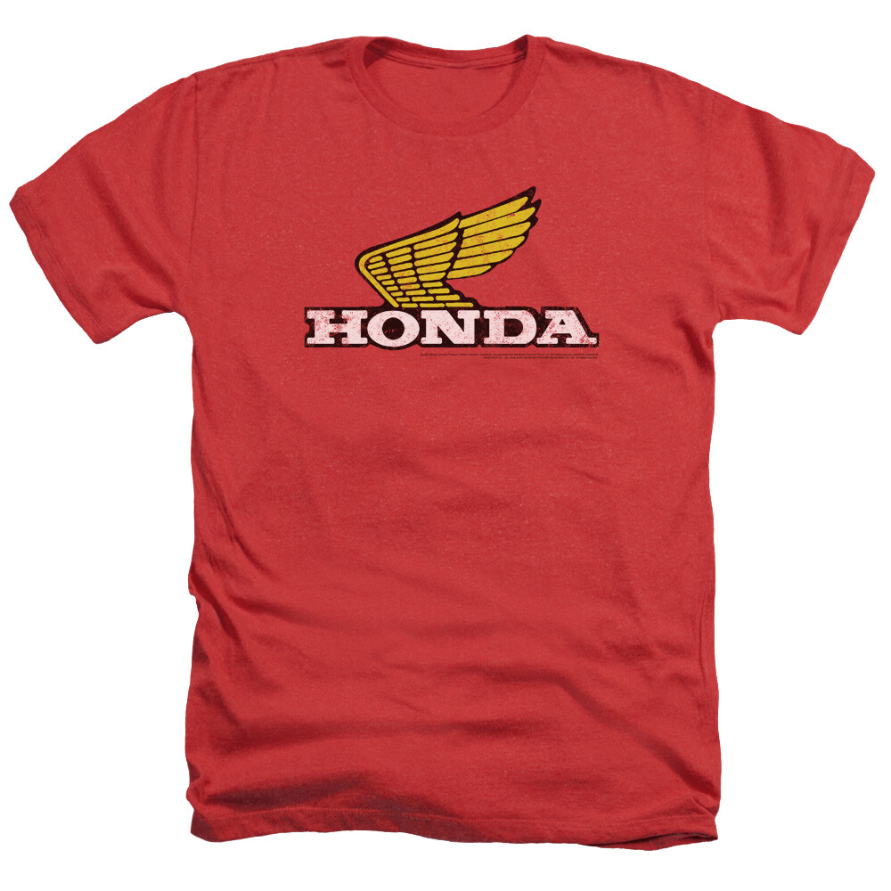 Honda Vintage Distressed Yellow Wing Logo Licensed Adult T-Shirt