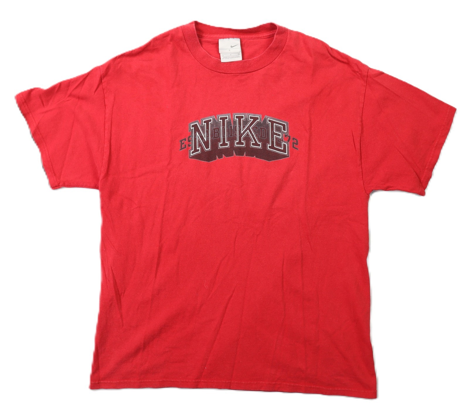 VTG 90s Y2K Nike US Large Spellout Block Letter Print T Shirt Top Red