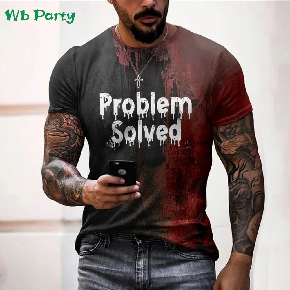 Men’s Bloody Print 3D Halloween Short Sleeve T-Shirt