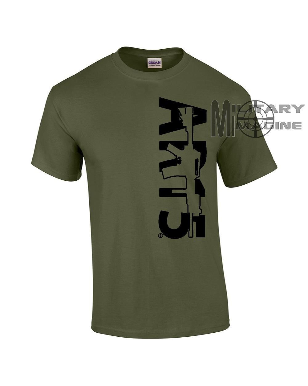 AR-15 Military T-Shirt US Flag Back M4 Front Military Army color Logo Rifle Gun