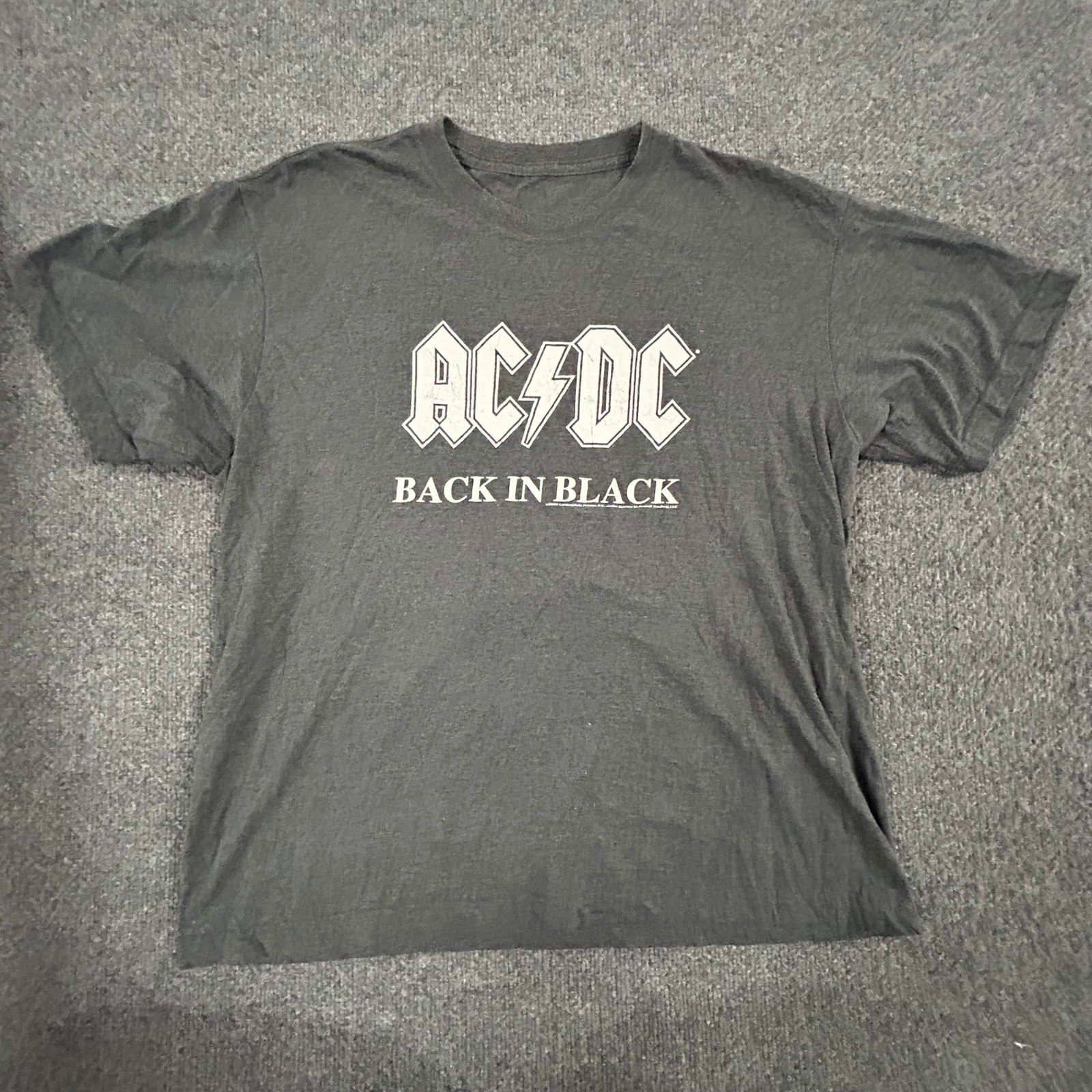 AC/DC T-Shirt Mens Size XL Charcoal Gray Back In Black Graphic Band Rock Tee