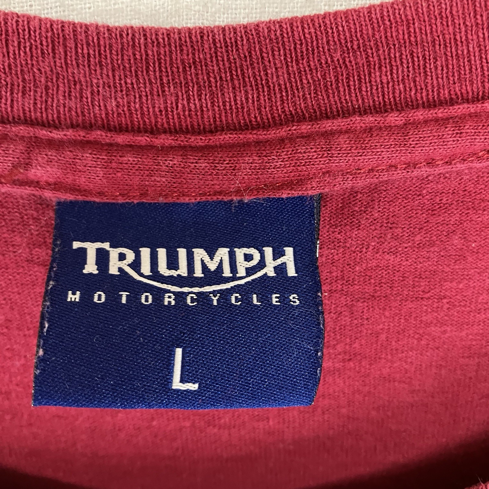 VTG 90s Triumph Motorcycles MENS LARGE Burgundy Spellout Dallas Texas RPM *wear*