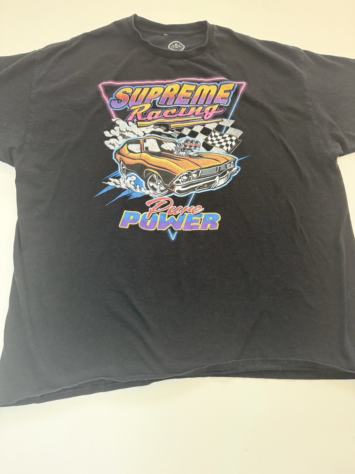 DOM Men’s 2XL Black Cotton Knit Graphic Crew Neck T-Shirt Supreme Racing