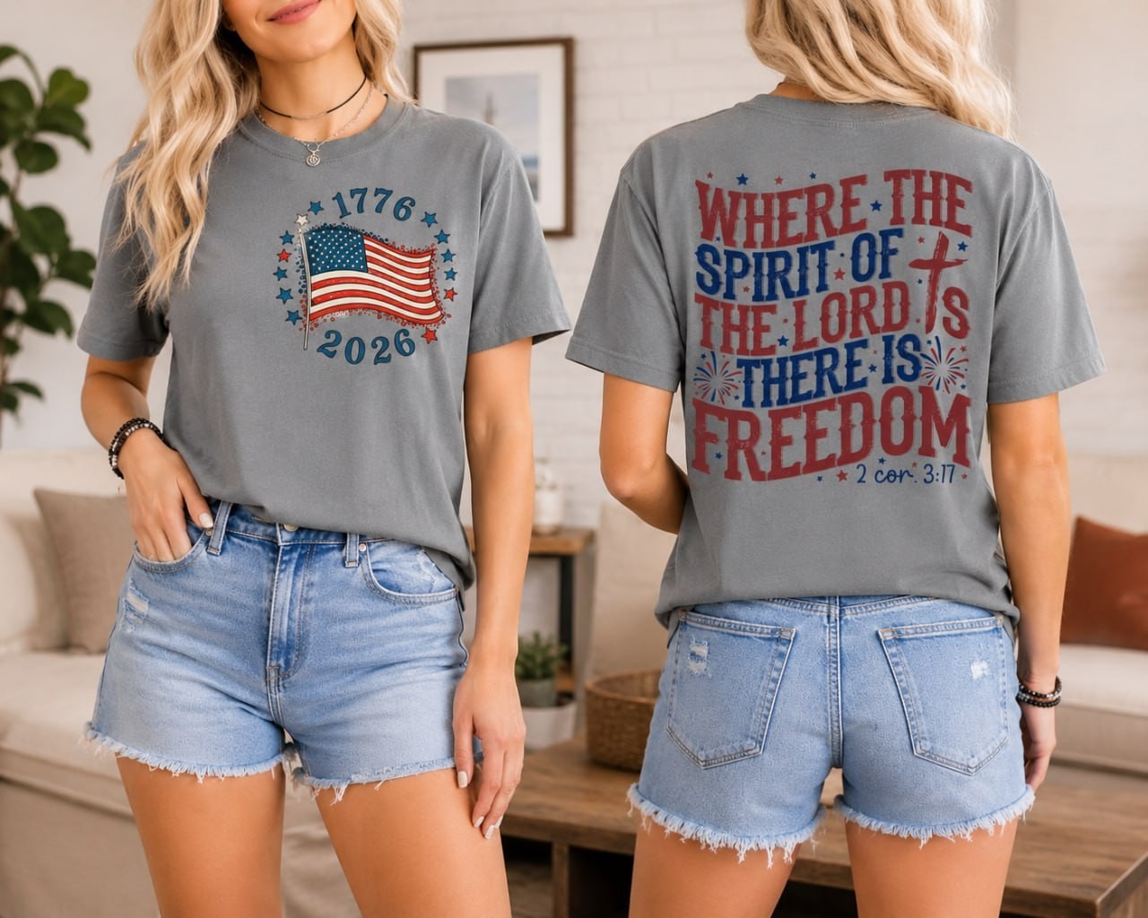 Christian Bible Verse 2 Sided Shirt 1776-2026 America 250th Anniversary July 4 T