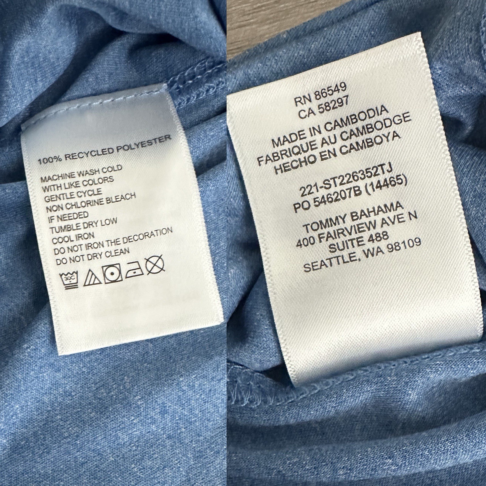 Tommy Bahama Mens Large Blue Performance Shirt Athletic Stretch Short Sleeve Tee