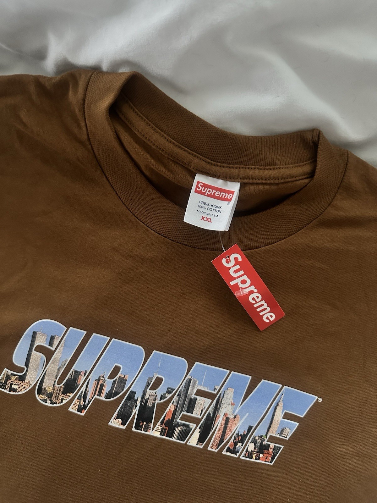 Supreme Gotham Tee Brown Graphic Logo T-Shirt Size XXL