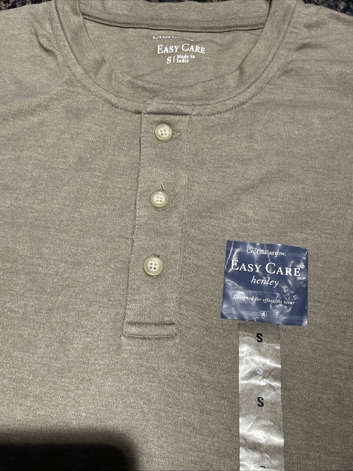 NWT Croft & Barrow Shirt Men’s Small Easy Care Long Sleeve Henley