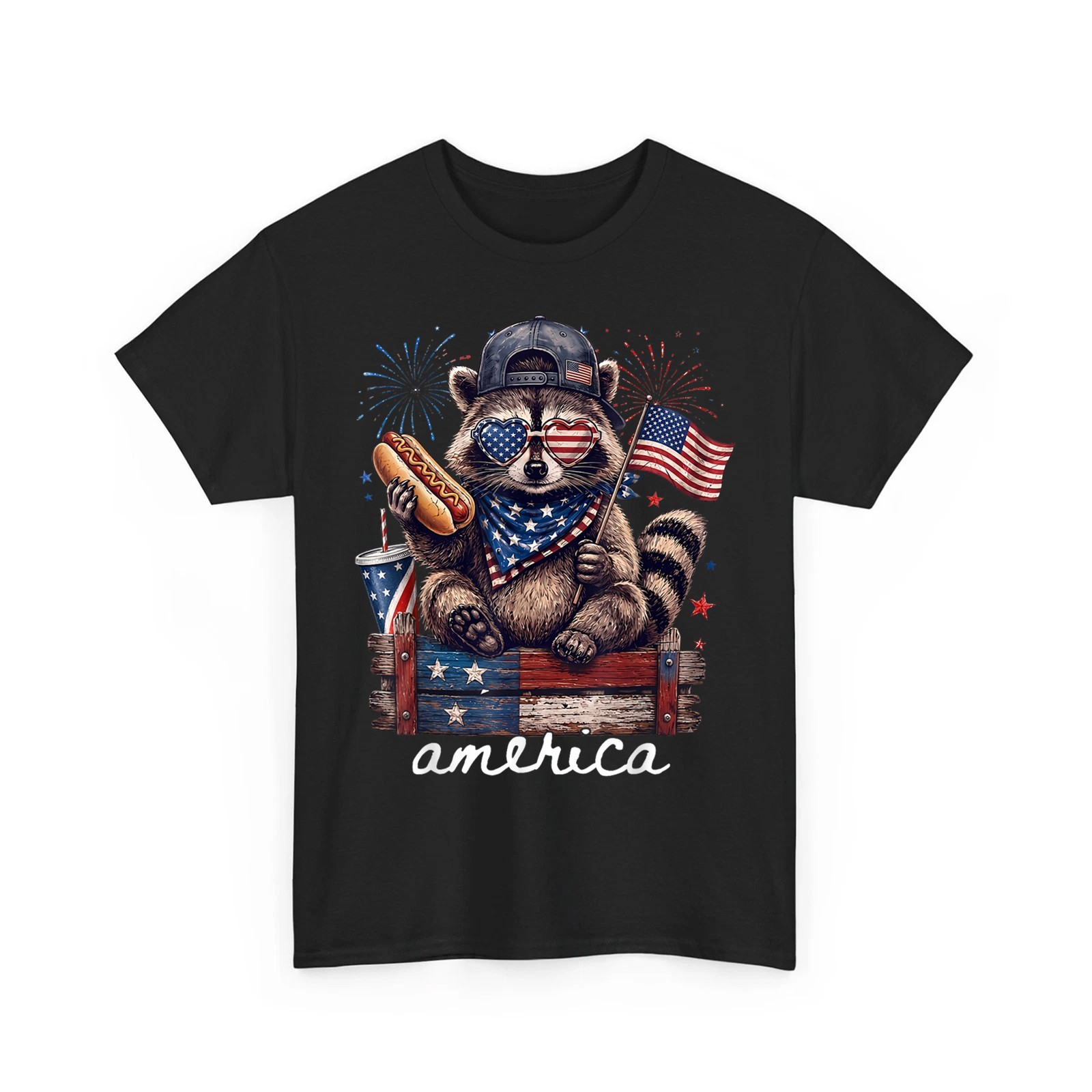 American Funny Patriotic Raccoon 250 Years 4th of July Unisex T-Shirt