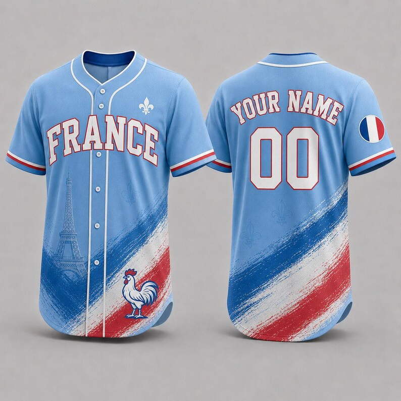 Baseball Jersey Manches Courtes France Football Pour Homme