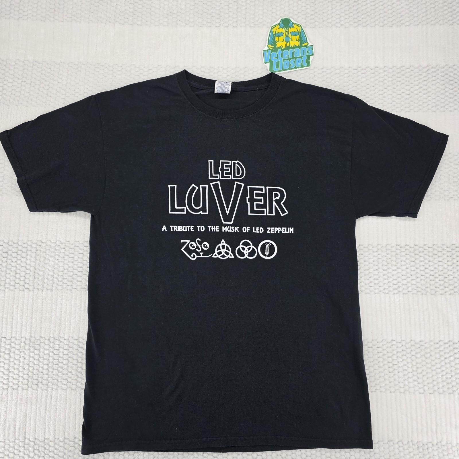 Vintage Led Zeppelin Lover T Shirt Mens Large Black Rock Band Tee 42 Chest EUC