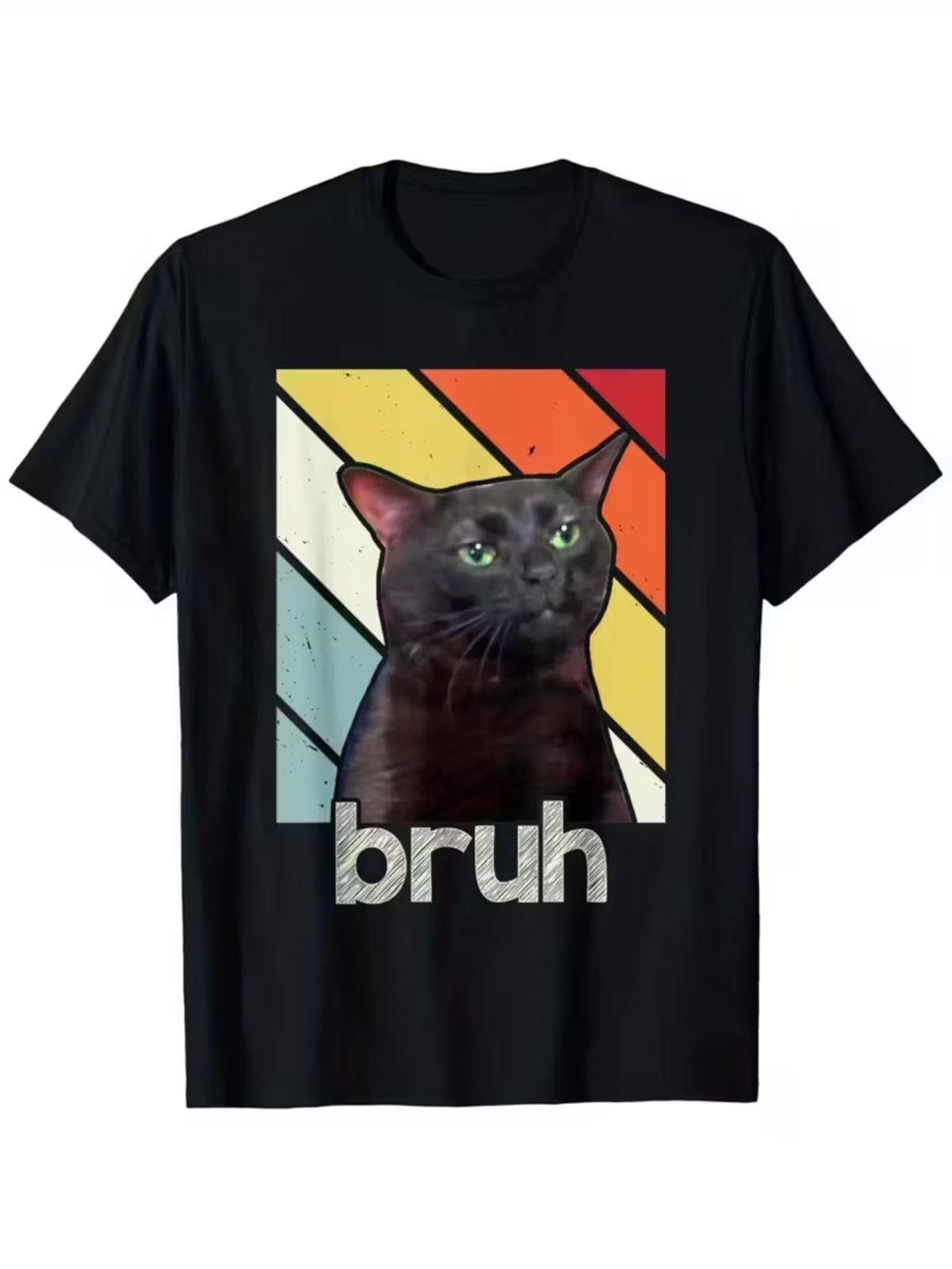 Bruh with Cat Funny Meme Saying T-Shirt for Boys – Soft Fabric, Breathable, Comf