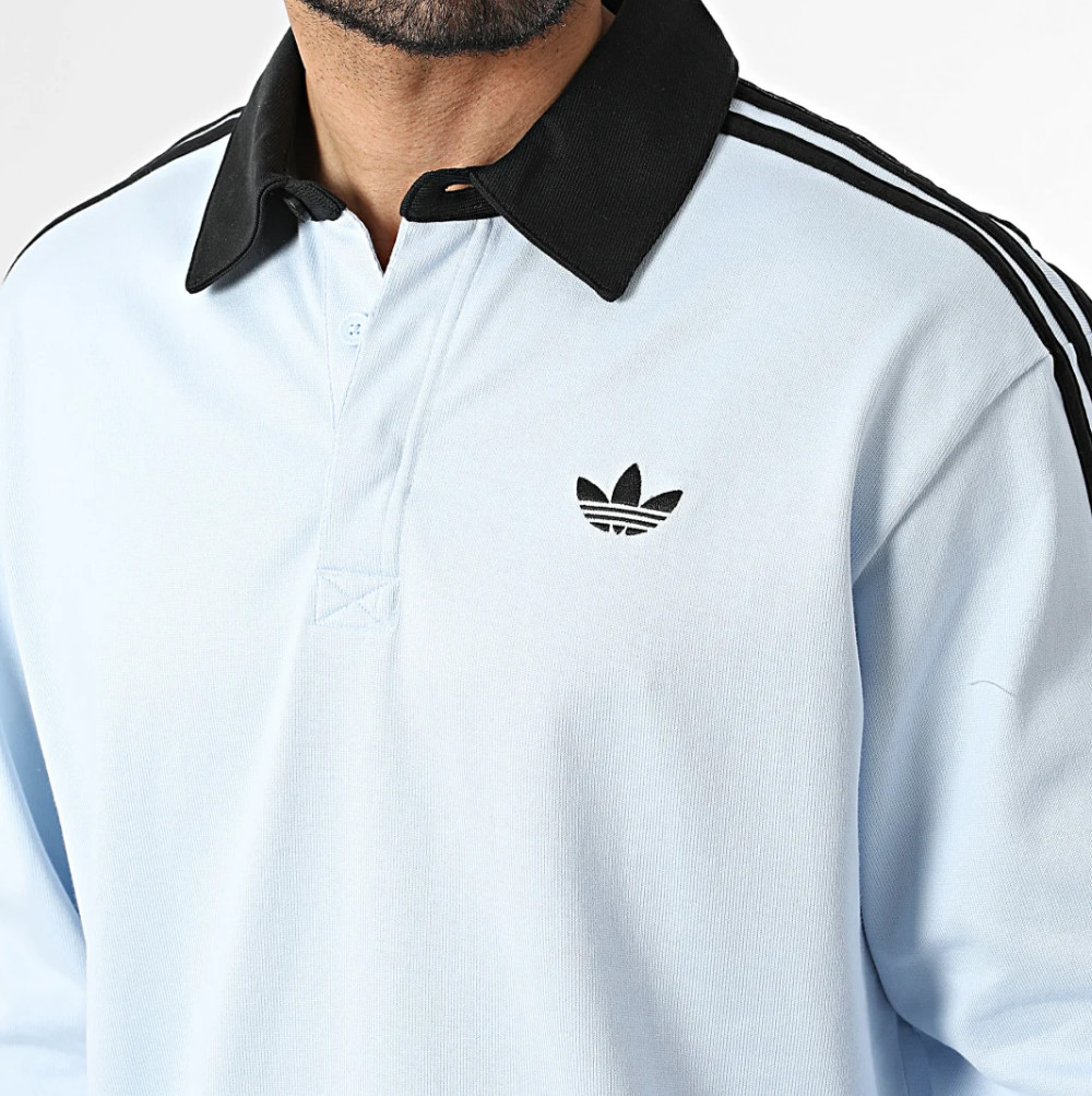 NEW MEN’S ADIDAS ORIGINALS 3 STRIPES RUGBY POLO SHIRT ~ SIZE LARGE #KE2445