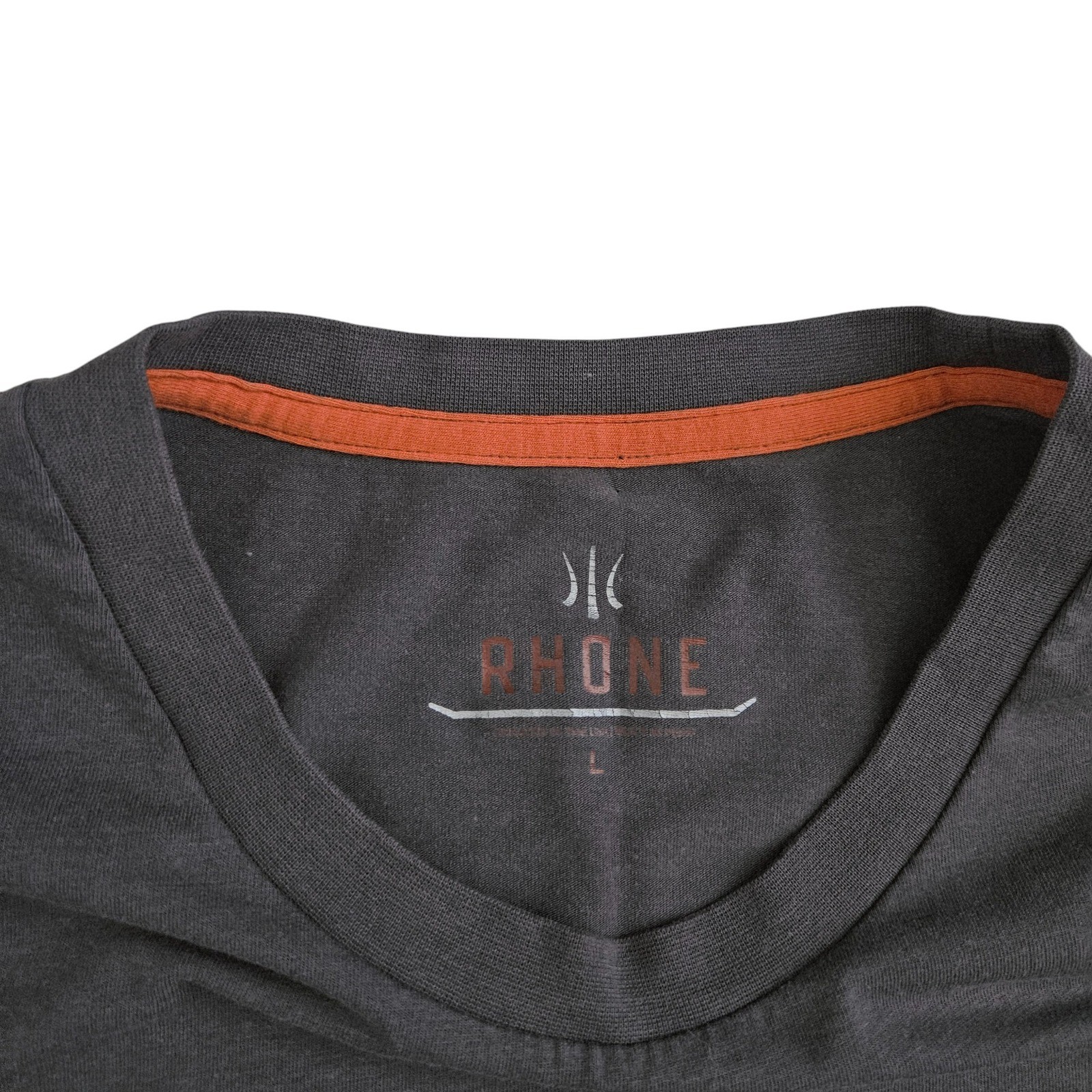Rhone Reign (Men’s Large) Short Sleeve T-Shirt Gray Athletic Gym Tee Stretch