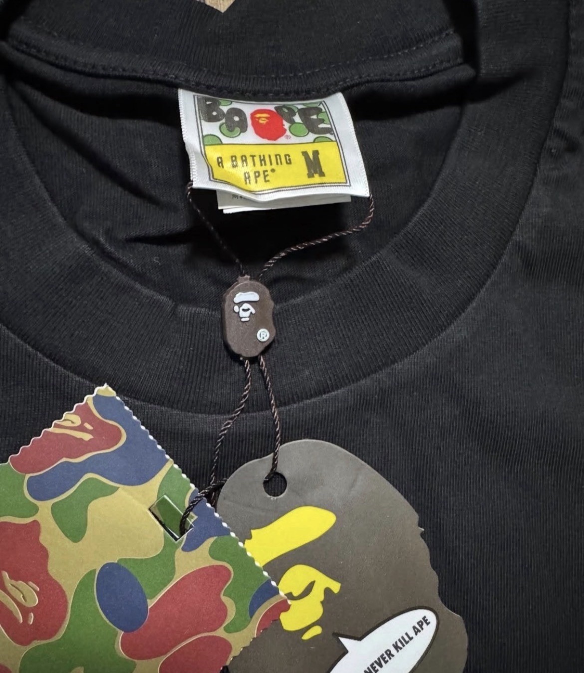 A Bathing Ape BAPE Black Ape Head Graphic Tee Crew Neck Cotton Jersey Size M