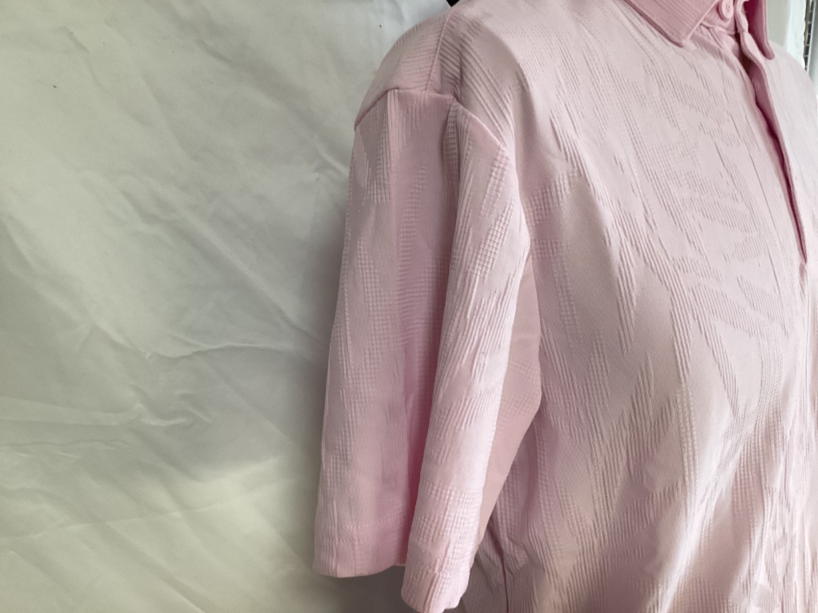 NEW adidas Men’s Go-To Textured Golf Polo Short Sleeve Shirt PINK Sz S MSRP $75