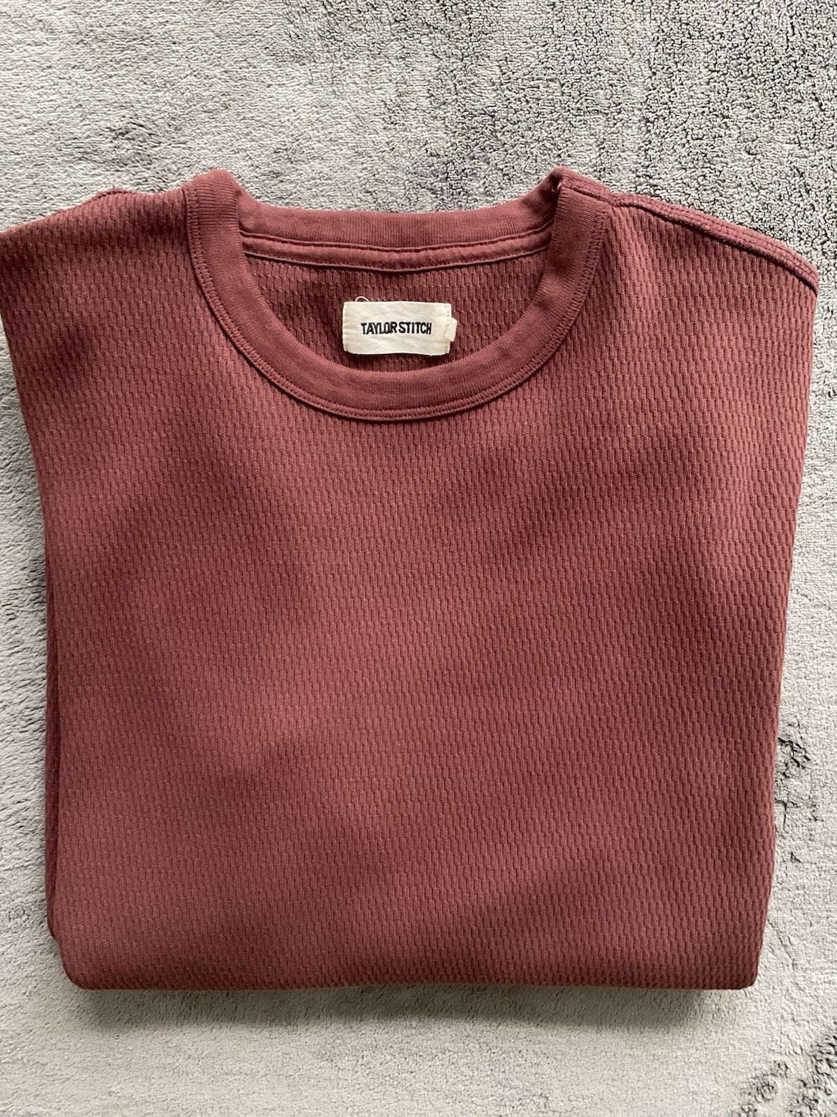 Taylor Stitch Thermal Waffle Crew Shirt Men’s 40(M) Long Sleeve Cotton Burgundy