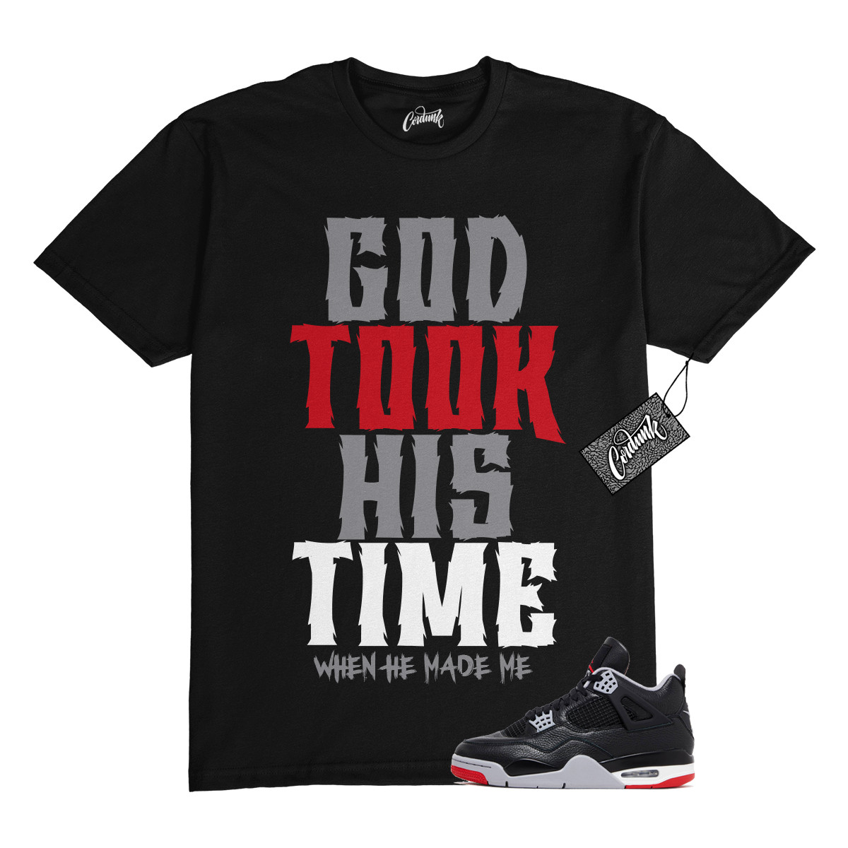 4 Bred Reimagined Black Cement Grey Varsity Red Summit White T Shirt Match G2