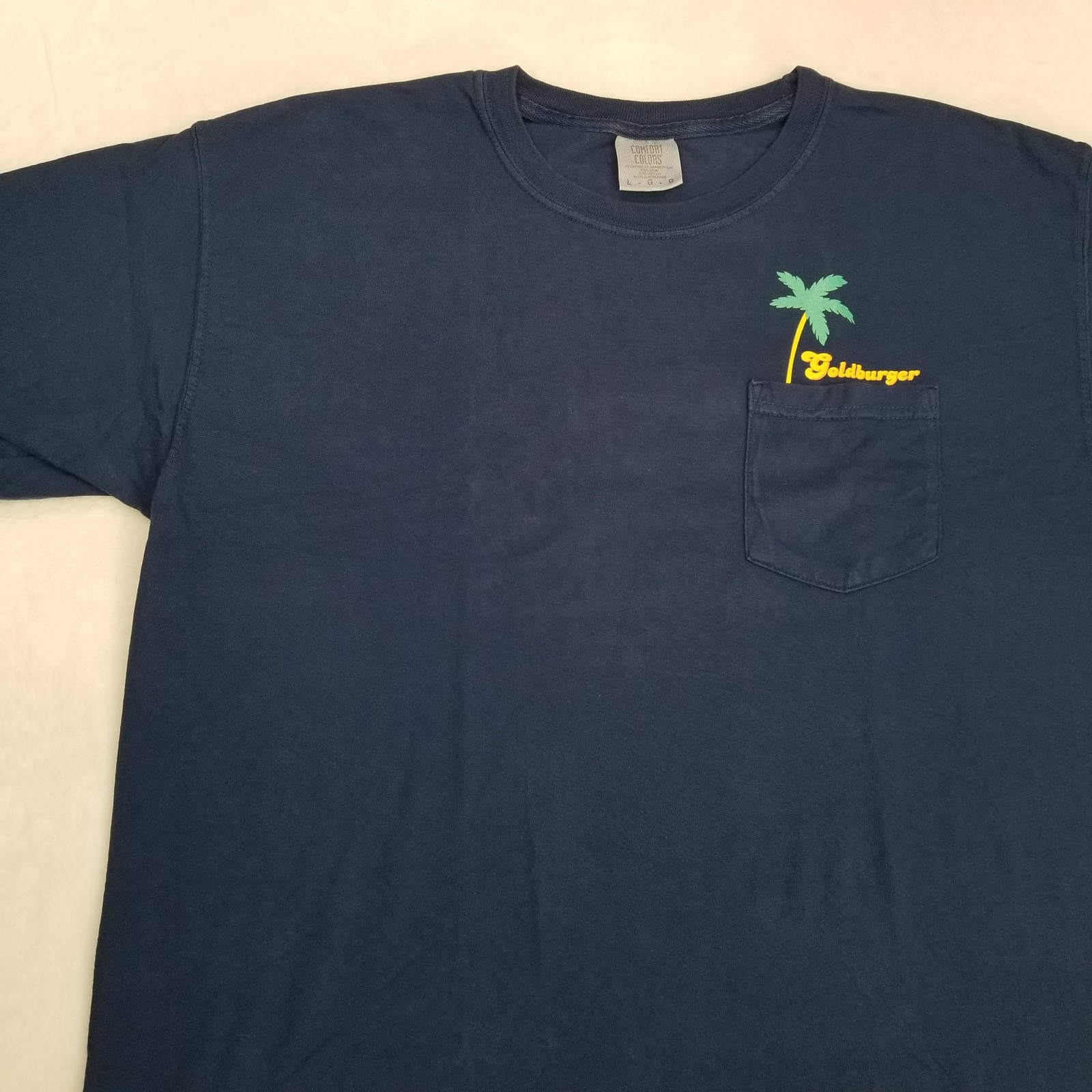 Goldburger Graphic Pocket T-Shirt Men’s Size Large Navy Blue Comfort Colors