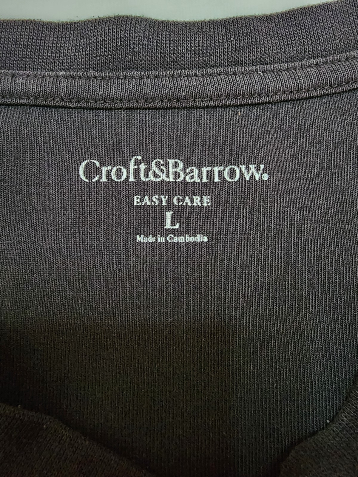 Croft & Barrow Easy Care All Black Fitted Crew Ribbed T-Shirt Men’s Large Y2K