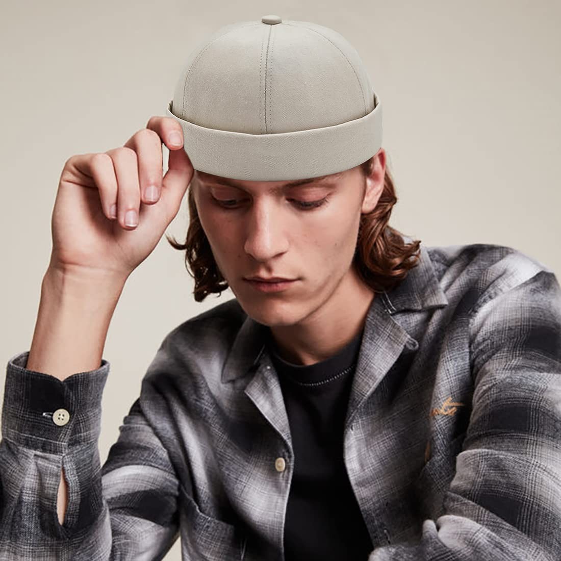 Adjustable Cotton Brimless Docker Cap Street Sailor Skullcap Beanie Hat