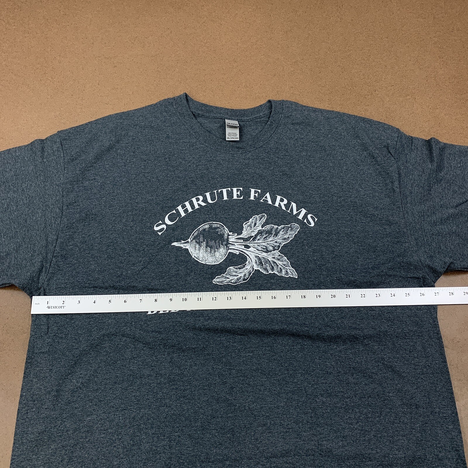 Schrute Farms Men’s Size 3XL Gray The Office Dwight Funny Farming Beets T-Shirt