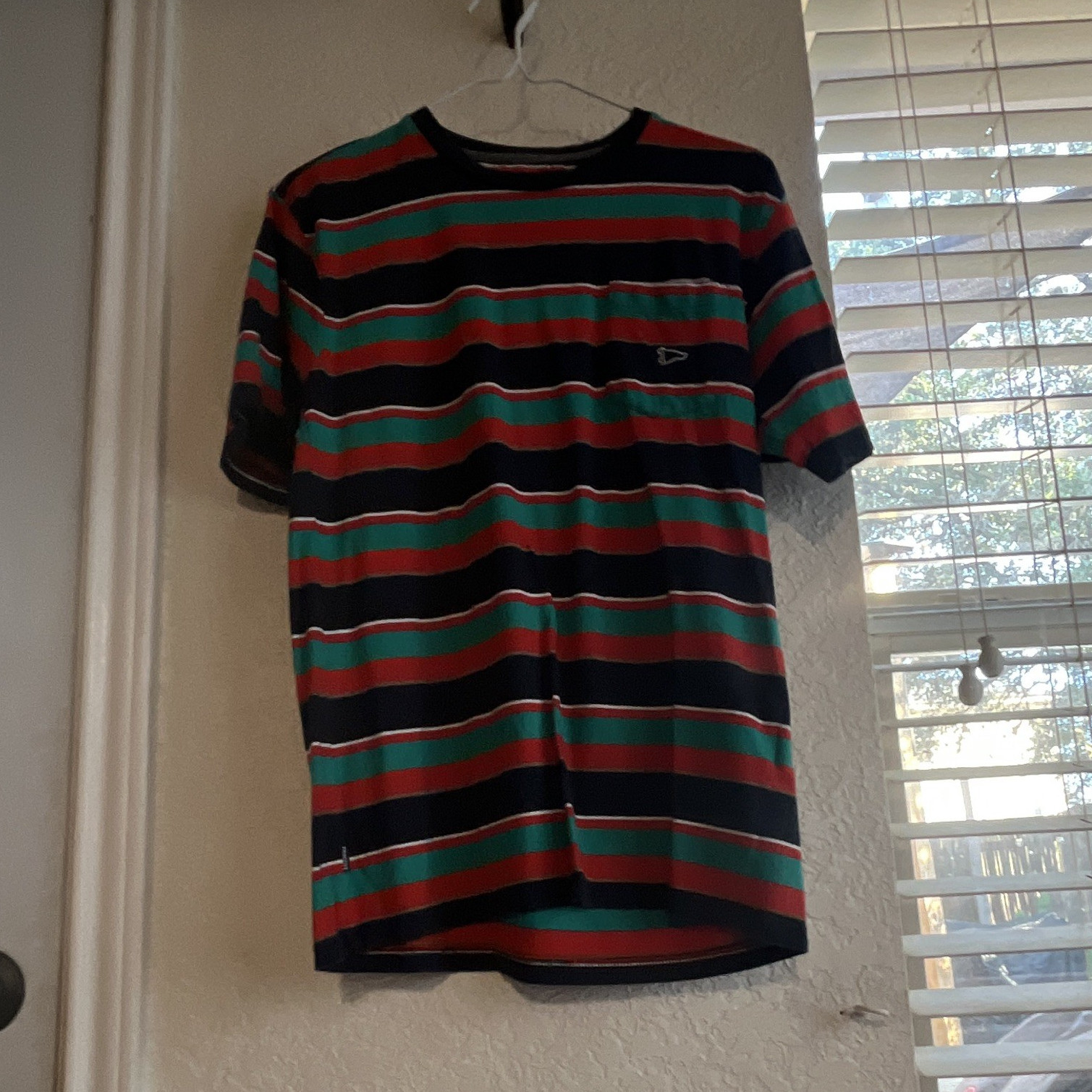 Phantoms Men’s Navy Multi Striped Crew Neck Short Sleeve T-Shirt Size S