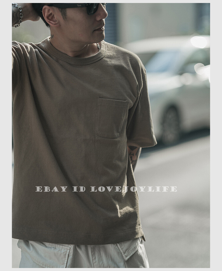 NON STOCK Drop Shoulder Pocket T-Shirt Loose Fit Men’s Heavyweight Cotton Tee