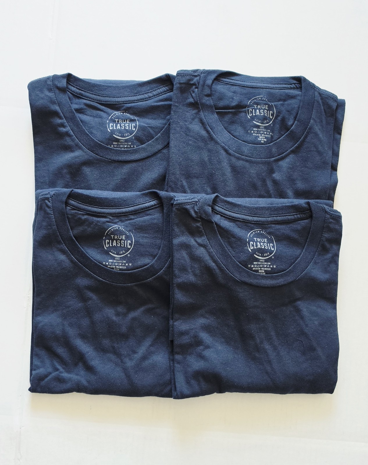 True Classic – Crew Neck – Short Sleeve T-Shirt – Navy – Large – 4 Pack