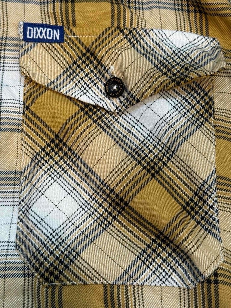 DIXXON Lager Flannel Men 2XL XXL Brown Plaid Pleated Button Up Biker Brew