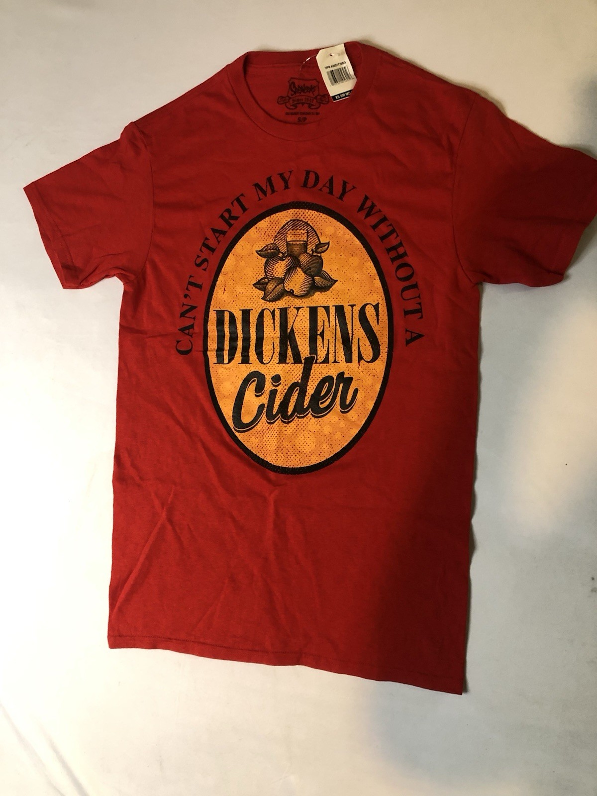 Can’t Start my Day Without A Dickens Cider T-Shirt Logo Graphic Size S